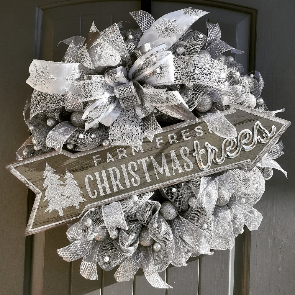 Silver and Grey Christmas Wreath